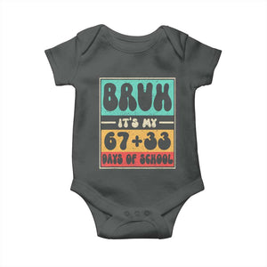 Bruh I Survived 67 33 Days of School Baby Onesie Retro 100th Day of School Boys Teachers Pupils TS10 Dark Heather Print Your Wear