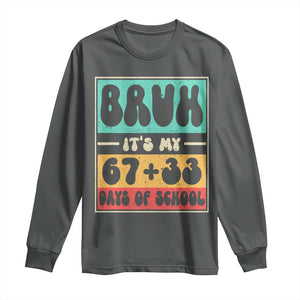 Bruh I Survived 67 33 Days of School Long Sleeve Shirt Retro 100th Day of School Boys Teachers Pupils TS10 Dark Heather Print Your Wear