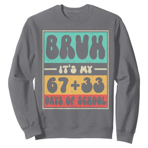 Bruh I Survived 67 33 Days of School Sweatshirt Retro 100th Day of School Boys Teachers Pupils TS10 Charcoal Print Your Wear