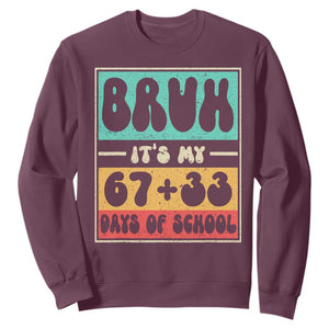 Bruh I Survived 67 33 Days of School Sweatshirt Retro 100th Day of School Boys Teachers Pupils TS10 Maroon Print Your Wear