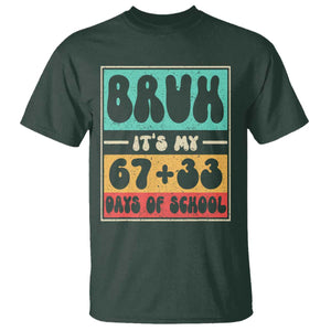 Bruh I Survived 67 33 Days of School T Shirt Retro 100th Day of School Boys Teachers Pupils TS10 Dark Forest Green Print Your Wear