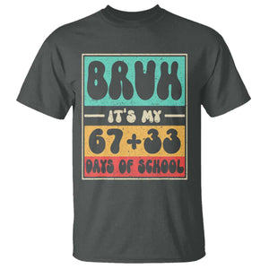 Bruh I Survived 67 33 Days of School T Shirt Retro 100th Day of School Boys Teachers Pupils TS10 Dark Heather Print Your Wear