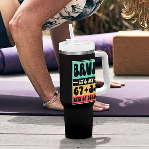 Bruh I Survived 67 33 Days of School Tumbler With Handle Retro 100th Day of School Boys Teachers Pupils TS10 Print Your Wear