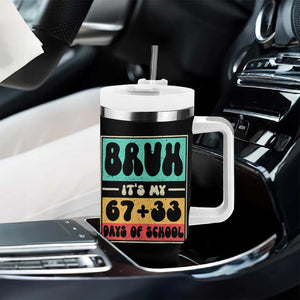 Bruh I Survived 67 33 Days of School Tumbler With Handle Retro 100th Day of School Boys Teachers Pupils TS10 Print Your Wear