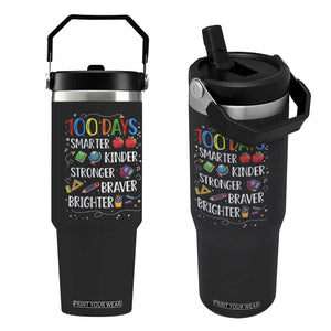 Happy 100 Days of School Flip Straw Tumbler 100th Day Kids Boys Girls Teachers Pupils TS10 One Size: 30 oz Black Print Your Wear