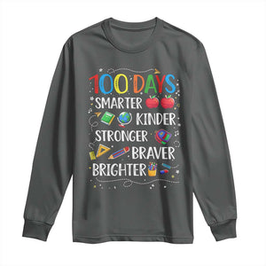 Happy 100 Days of School Long Sleeve Shirt 100th Day Kids Boys Girls Teachers Pupils TS10 Dark Heather Print Your Wear