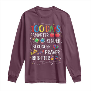 Happy 100 Days of School Long Sleeve Shirt 100th Day Kids Boys Girls Teachers Pupils TS10 Maroon Print Your Wear