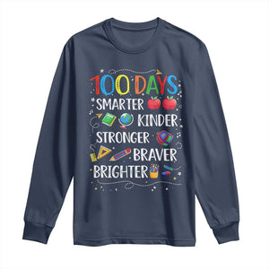 Happy 100 Days of School Long Sleeve Shirt 100th Day Kids Boys Girls Teachers Pupils TS10 Navy Print Your Wear