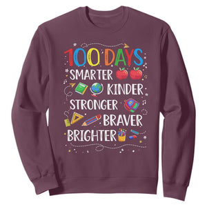 Happy 100 Days of School Sweatshirt 100th Day Kids Boys Girls Teachers Pupils TS10 Maroon Print Your Wear