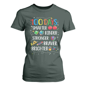 Happy 100 Days of School T Shirt For Women 100th Day Kids Boys Girls Teachers Pupils TS10 Dark Forest Green Print Your Wear