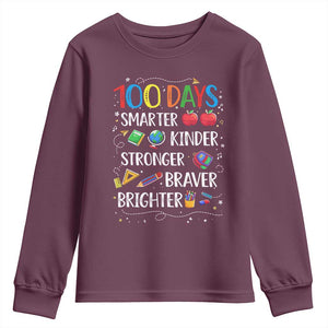 Happy 100 Days of School Youth Sweatshirt 100th Day Kids Boys Girls Teachers Pupils TS10 Maroon Print Your Wear