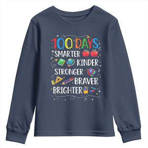 Happy 100 Days of School Youth Sweatshirt 100th Day Kids Boys Girls Teachers Pupils TS10 Navy Print Your Wear