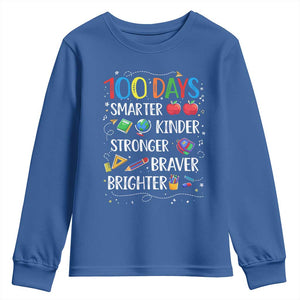Happy 100 Days of School Youth Sweatshirt 100th Day Kids Boys Girls Teachers Pupils TS10 Royal Blue Print Your Wear