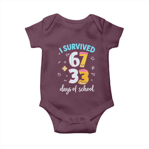 100 Days Of School 67 Funny Six Seven Meme Baby Onesie TS10 Maroon Print Your Wear