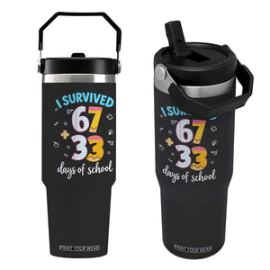 100 Days Of School 67 Funny Six Seven Meme Flip Straw Tumbler TS10 One Size: 30 oz Black Print Your Wear