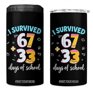 100 Days Of School 67 Funny Six Seven Meme 4 in 1 Can Cooler Tumbler TS10 One Size: 16 oz Black Print Your Wear