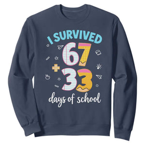 100 Days Of School 67 Funny Six Seven Meme Sweatshirt TS10 Navy Print Your Wear