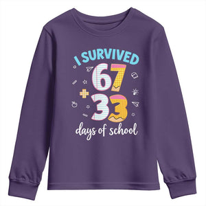 100 Days Of School 67 Funny Six Seven Meme Youth Sweatshirt TS10 Purple Print Your Wear