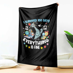 I Survived 100 Days Of School Throw Blanket Funny Pigeon 100th Day Teacher TS10 Print Your Wear