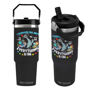 I Survived 100 Days Of School Flip Straw Tumbler Funny Pigeon 100th Day Teacher TS10 One Size: 30 oz Black Print Your Wear