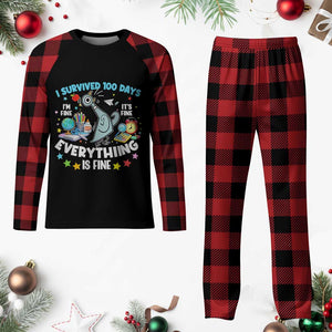 I Survived 100 Days Of School Plaid Pajama Set Funny Pigeon 100th Day Teacher TS10 Buffalo Plaid Print Your Wear