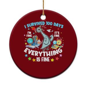 I Survived 100 Days Of School Ceramic Ornament Funny Pigeon 100th Day Teacher TS10 1pc Red Print Your Wear