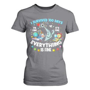 I Survived 100 Days Of School T Shirt For Women Funny Pigeon 100th Day Teacher TS10 Charcoal Print Your Wear