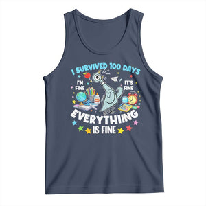 I Survived 100 Days Of School Tank Top Funny Pigeon 100th Day Teacher TS10 Navy Print Your Wear