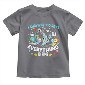 I Survived 100 Days Of School Toddler T Shirt Funny Pigeon 100th Day Teacher TS10 Charcoal Print Your Wear