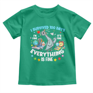 I Survived 100 Days Of School Toddler T Shirt Funny Pigeon 100th Day Teacher TS10 Irish Green Print Your Wear