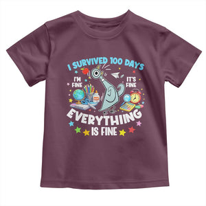 I Survived 100 Days Of School Toddler T Shirt Funny Pigeon 100th Day Teacher TS10 Maroon Print Your Wear
