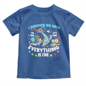 I Survived 100 Days Of School Toddler T Shirt Funny Pigeon 100th Day Teacher TS10 Royal Blue Print Your Wear