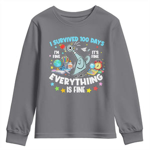 I Survived 100 Days Of School Youth Sweatshirt Funny Pigeon 100th Day Teacher TS10 Charcoal Print Your Wear