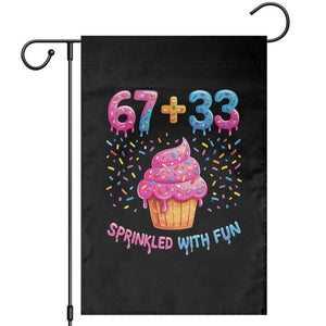 100th Day of School Girl Garden Flag 67 33 100 Days Sprinkled With Fun Cupcake Six Seven Meme TS10 Black Print Your Wear