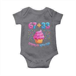 100th Day of School Girl Baby Onesie 67 33 100 Days Sprinkled With Fun Cupcake Six Seven Meme TS10 Charcoal Print Your Wear