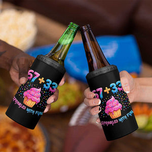 100th Day of School Girl 4 in 1 Can Cooler Tumbler 67 33 100 Days Sprinkled With Fun Cupcake Six Seven Meme TS10 Print Your Wear