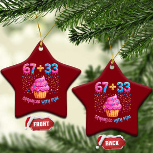 100th Day of School Girl Ceramic Ornament 67 33 100 Days Sprinkled With Fun Cupcake Six Seven Meme TS10 Print Your Wear