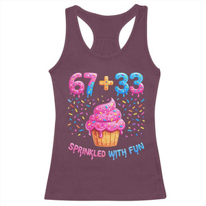 100th Day of School Girl Racerback Tank Top 67 33 100 Days Sprinkled With Fun Cupcake Six Seven Meme TS10 Maroon Print Your Wear