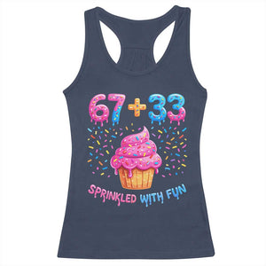 100th Day of School Girl Racerback Tank Top 67 33 100 Days Sprinkled With Fun Cupcake Six Seven Meme TS10 Navy Print Your Wear