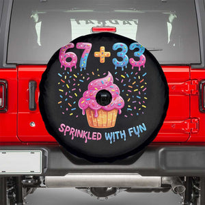 100th Day of School Girl Spare Tire Cover 67 33 100 Days Sprinkled With Fun Cupcake Six Seven Meme TS10 Black Print Your Wear