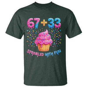 100th Day of School Girl T Shirt 67 33 100 Days Sprinkled With Fun Cupcake Six Seven Meme TS10 Dark Forest Green Print Your Wear