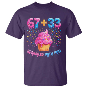 100th Day of School Girl T Shirt 67 33 100 Days Sprinkled With Fun Cupcake Six Seven Meme TS10 Purple Print Your Wear