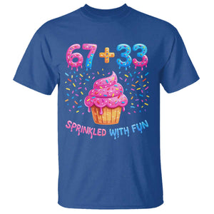 100th Day of School Girl T Shirt 67 33 100 Days Sprinkled With Fun Cupcake Six Seven Meme TS10 Royal Blue Print Your Wear