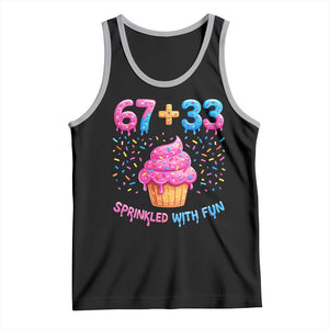100th Day of School Girl Tank Top 67 33 100 Days Sprinkled With Fun Cupcake Six Seven Meme TS10 Black Athletic Heather Print Your Wear