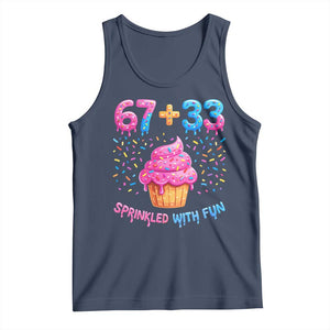 100th Day of School Girl Tank Top 67 33 100 Days Sprinkled With Fun Cupcake Six Seven Meme TS10 Navy Print Your Wear
