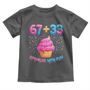 100th Day of School Girl Toddler T Shirt 67 33 100 Days Sprinkled With Fun Cupcake Six Seven Meme TS10 Dark Heather Print Your Wear
