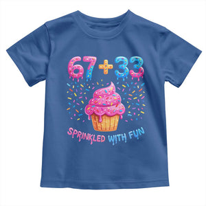 100th Day of School Girl Toddler T Shirt 67 33 100 Days Sprinkled With Fun Cupcake Six Seven Meme TS10 Royal Blue Print Your Wear