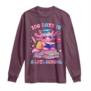 Axolotl 100 Days Of School Long Sleeve Shirt 100 Days Is Alotl School TS10 Maroon Print Your Wear