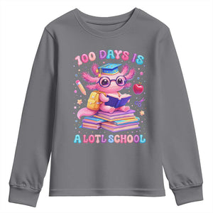 Axolotl 100 Days Of School Youth Sweatshirt 100 Days Is Alotl School TS10 Charcoal Print Your Wear