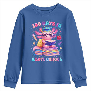 Axolotl 100 Days Of School Youth Sweatshirt 100 Days Is Alotl School TS10 Royal Blue Print Your Wear
